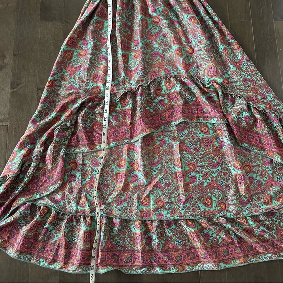 Zury Womens Dress Pink Floral Silk Ruffle Hi Low Cottage Peasant Boho One Size - Picture 6 of 8